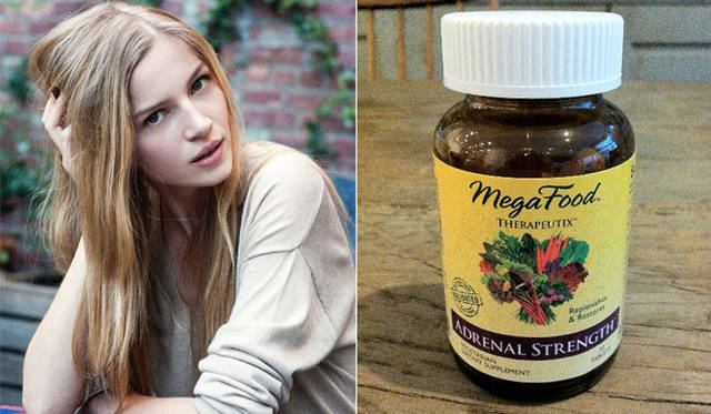 <strong>Munemi meet Anne-Marie Van Dijk </strong>　左／Photo by Sterling Taylor、右／Anne-Marie’s favorite Supplements and Kitchen favorites　「Mega Food」THERAPEUTIX “ADRENAL STRENGTH”