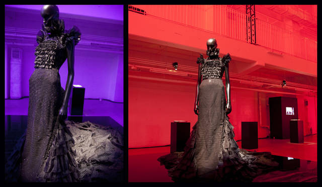 <strong>萩原輝美のファッション・デイズ｜「トーマス ワイルド」デザイナー来日インタビュー</strong>　タブロイドでおこなわれたパーティの会場にはドレスが飾られた。