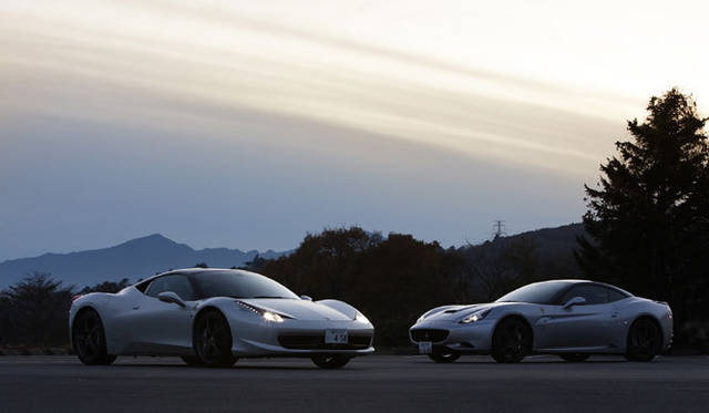 <strong>フェラーリ 2台のV8モデルをテストドライブ！</strong>　写真左／458 イタリア、写真右／カリフォルニア