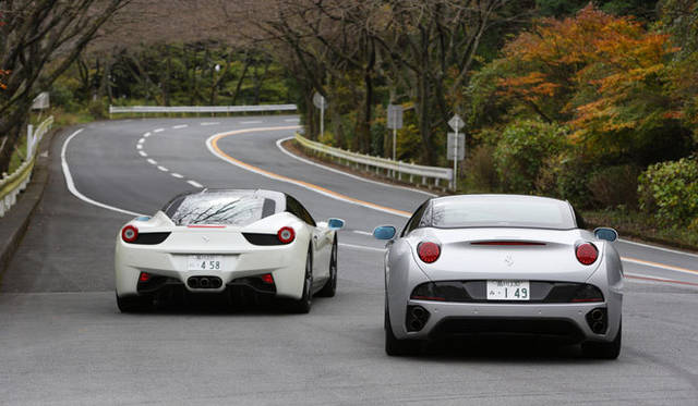 <strong>フェラーリ 2台のV8モデルをテストドライブ！</strong>　写真左／458 イタリア、写真右／カリフォルニア