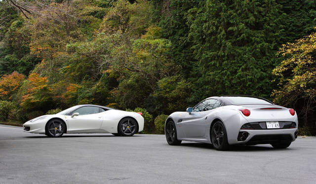 <strong>フェラーリ 2台のV8モデルをテストドライブ！</strong>　写真左／458 イタリア、写真右／カリフォルニア