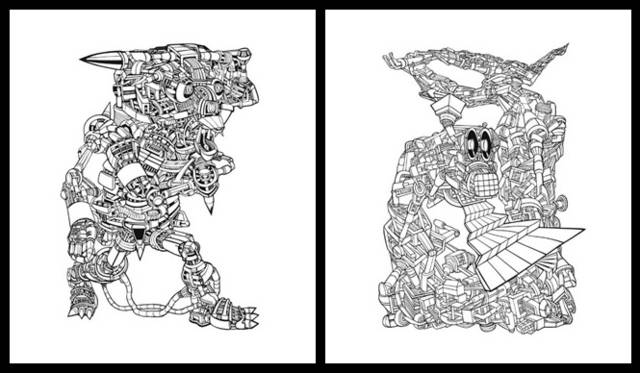 <strong>ディクショナリー倶楽部　「Smile Rock again」展</strong>　尾関幹人（左）「body　ny01」 （右）「body　ny02」