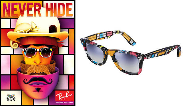 <strong>Ray-Ban｜レイバン</strong>　「WAYFARER」RARE PRINTSシリーズ　左／“BLOCKS（ブロック）”（RB 2140 1085/3F）2万5200円