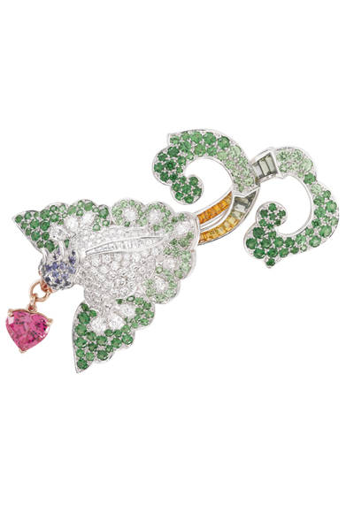<strong>Van Cleef & Arpels｜ヴァン クリーフ＆アーペル</strong>　「Couleurs de Paradis」　オワゾー アムルー クリップ。ネックレスから取り外すことができる。© Van Cleef & Arpels<br /><br />ヴァン クリーフ＆アーペル ル デスク<br />Tel. 0570-00-8202