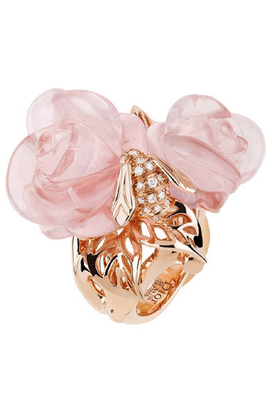 <strong>Dior fine jewelry｜ディオール ファイン ジュエリー</strong>　「La Rose Dior Pré Catelan（ローズ ディオール プレ カトラン）」 リング [ＰＧ×ダイヤモンド×ピンククォーツ]　173万2500円　＊2012年3月発売予定<br /><br />クリスチャン ディオール<br />Tel. 03-3263-2266