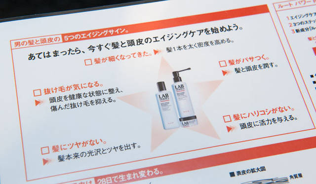 <strong>ARAMIS LAB SERIES│アラミス ラボ シリーズ</strong>　「男の髪と頭皮の5つのエイジングサイン」ティーチングボード。