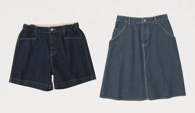 <strong>MARGARET HOWELL｜マーガレット・ハウエル</strong>　ウィメンズショートトラウザーズ1万6800円、ウィメンズスカート1万6800円（MHL.ルミネ新宿のみで現在先行販売中、ほかのMHL.ショップでは3月上旬より販売開始の限定アイテム）