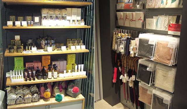 <strong>UNITED ARROWS｜ユナイテッドアローズ</strong>　『THE STATION STORE UNITED ARROWS LTD. Echika fit 東京店』』　左／ルームフレグランス、右／コンビニエンスコーナー。