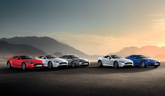 （左から）V8ヴァンテージ クーペ、V8ヴァンテージ ロードスター、V12ヴァンテージ クーペ、V8ヴァンテージS クーペ、V8ヴァンテージS ロードスター