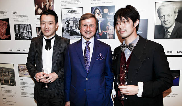 <strong>170years DORMEUIL PARTY｜ドーメル</strong>　「ジョンローレンスサリバン」柳川荒士氏、ドミニク・ドーメル氏、「ソーイ」伊藤壮一郎氏。