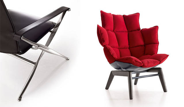 <strong>B&B Italia</strong>　左／チェア「BEVERLY（ビバリー）」、右／チェア「HUSK（アスク）」