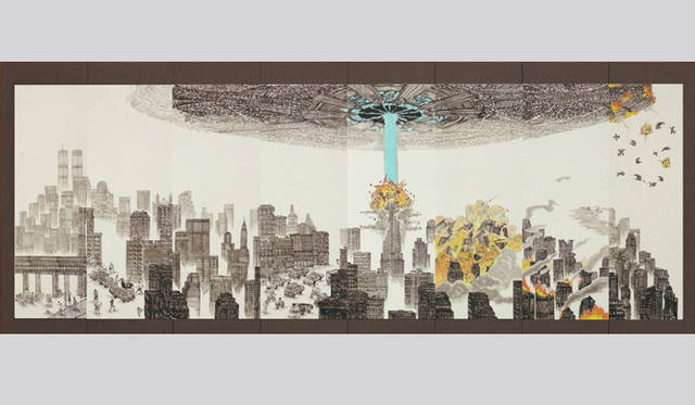 <strong>東アジアが世界のアートシーンを左右する</strong>　<strong>Gallery 2</strong>　Son Donghyun 「Independence day」 2011 ink and color on paper 130ｘ358cm Gallery 2