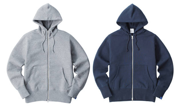 <strong>LOOPWHEELER｜ループウィラー</strong>　左／LW190 ハイジップパーカ 1万7850円  右／ LWライト フルジップパーカ 1万7850円