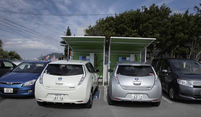 <strong>NISSAN LEAF｜日産 リーフ</strong>　こちらは、道の駅 許田の急速充電施設。お土産を買い物しているうちに充電終了！