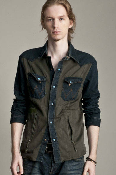 <strong>SCHORL｜ショール</strong>　「Used×SCHORL」Used Denim Shirt×Used French Army F2 Jacket“Remake Shirt” 4万9350円