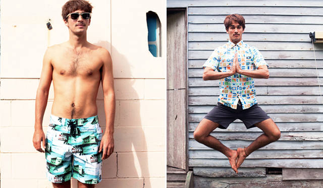 <strong>THE CRITICAL SLIDE SOCIETY（TCSS）</strong>　左／ショーツ1万1340円（Marlin）、右／シャツ1万290円（Calypso）、ショーツ9450円（Bangers）