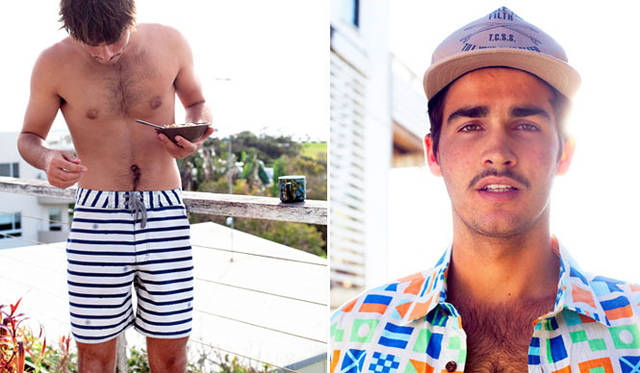 <strong>THE CRITICAL SLIDE SOCIETY（TCSS）</strong>　左／ショーツ1万1340円（Helmsman）、右／キャップ4725円（Single Fin）、シャツ1万290円（Calypso）