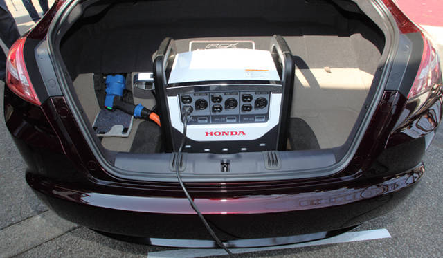 <strong>ソーラー水素ステーション</strong>｜外部の電気機器に電気を供給することもできる