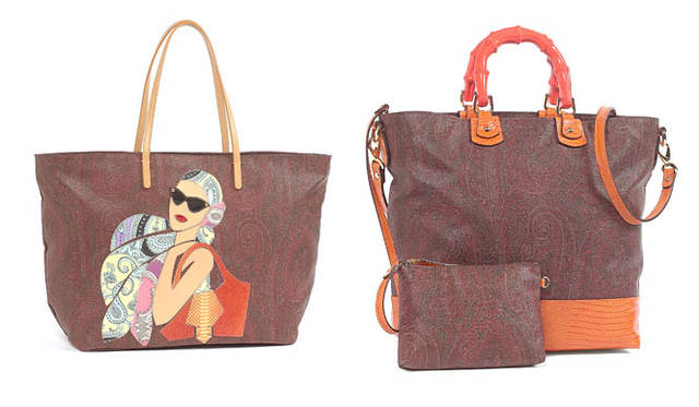 <strong>ETRO｜エトロ</strong>　「Arnica Collection」2012春夏コレクション　ウィメンズ・左／10万5000円（40×34×16cm）、右／18万4800円（30×31×14cm）