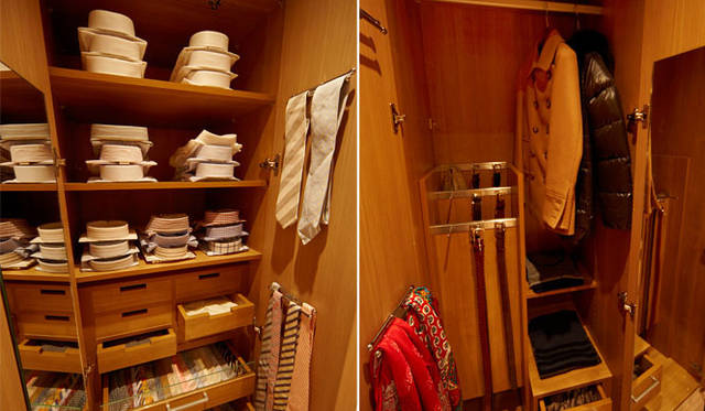 <strong> PROUD｜プラウドタワー東雲キャナルコート</strong>　「PROUD with UNITED ARROWS（プラウド ウィズ ユナイテッドアローズ）」　たとえば、ベルトを丸めるのではなく、吊り下げて収納するなど、アイテムの特性に合った収納スタイルを提案するシステム収納