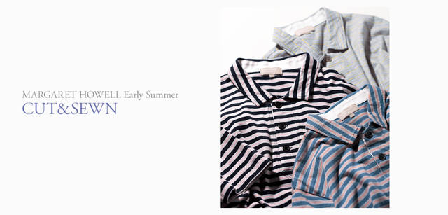 <strong>MARGARET HOWELL｜マーガレット・ハウエル</strong>　ボーダーポロシャツ各1万500円（マーガレット・ハウエル）