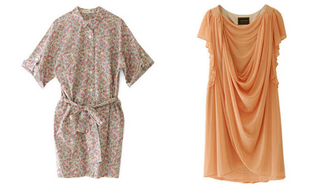 <strong>Shibuya Hikarie ShinQs｜渋谷ヒカリエ シンクス</strong>　4階　アーバンリサーチ　左／「コティディエンヌ バイ ラスパイユ」リバティプリントワンピース2万3100円、右／「リクチュール アーバンリサーチ」2wayドレープワンピース2万9400円