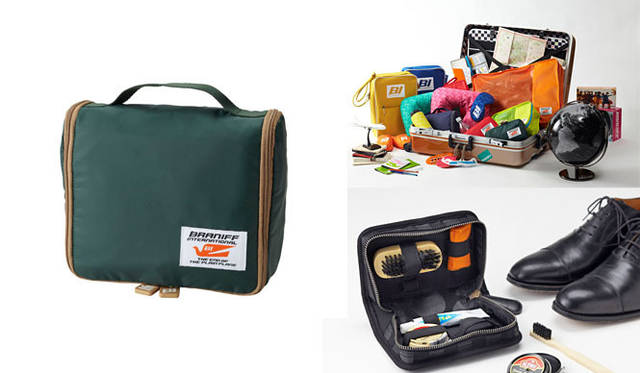 <strong>Shibuya Hikarie ShinQs｜渋谷ヒカリエ シンクス</strong>　4階　トラベルショップゲート　左／ブラニフ バスルームオーガナイザー2625円、右上／ブラニフシリーズ、右下／Punto＆Linea BLACK LABELシューケアセット「milesto（ミレスト）」6090円