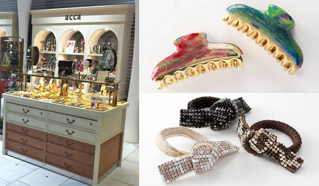 <strong>Shibuya Hikarie ShinQs｜渋谷ヒカリエ シンクス</strong>　1階　アッカ　右上／クリップ（中サイズ）各5775円、右下／リボンゴム各2万2050円