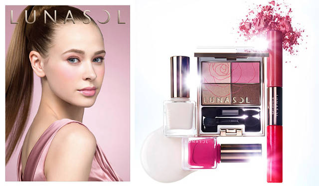 <strong>Shibuya Hikarie ShinQs｜渋谷ヒカリエ シンクス</strong>　地下1階　カネボウ（ルナソル） 右／＜アイシャドウ＞ぺタルピュアアイズ EX01 5250円（限定）、＜口紅＞Wグロスリップス EX02 2940円（限定）、＜ネイルカラー＞ネイルフィニッシュ EX03（fresh pink）/EX01（sheer white）各1575円（限定）