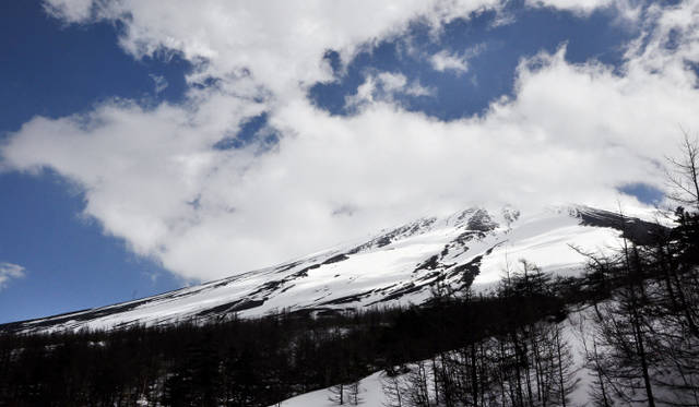 <strong>金環日食</strong>　5合目から見上げた富士山はこんな感じ