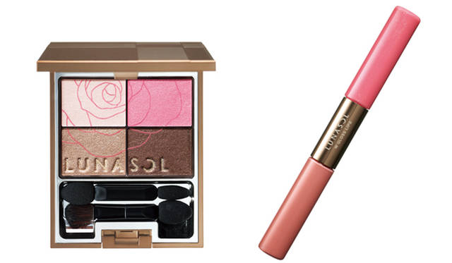 <strong>LUNASOL｜ルナソル</strong>　左／＜アイシャドウ＞ルナソル ペタルピュアアイズ5250円、右／＜リップグロス＞ルナソル Wグロスリップス2940円