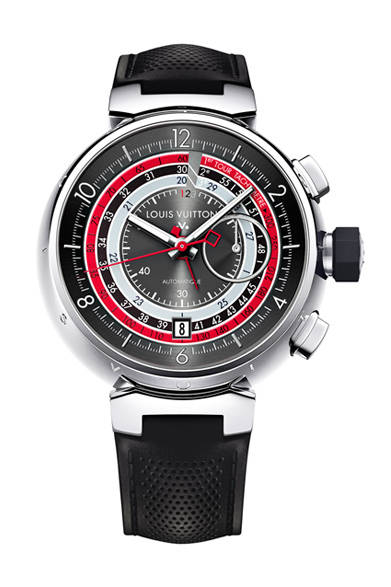 スポーティでありながら洗練されて見えるのは、1970年代のスポーツカーのダッシュボードにインスパイアされたデザイン。今回採用されたグレーのダイヤルは、ヴィンテージ感はそのままに、コンテンポラリーな雰囲気も醸している。<br /><br />  <strong>タンブール オトマティック クロノグラフ ヴォワイヤージュ グレー</strong><br /> 82万9500円<br /> 自動巻き、直径44mm、SS<br /> 2012年10月以降発売予定<br /><br />  ルイ・ヴィトン カスタマーサービス<br /> Tel. 03-3478-2100