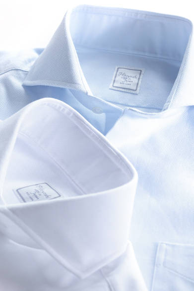 <strong>阪急MEN’S TOKYO｜6月 “ハイセンスに楽しむクールビズ”</strong>　カッタウェイ長袖シャツ各1万1550円（HITOYOSHI）