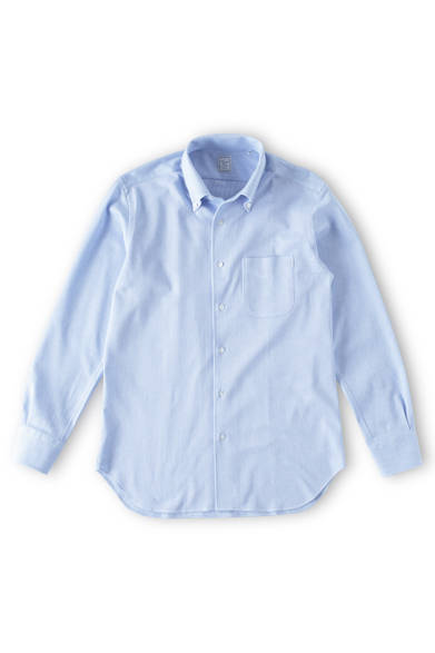 <strong>阪急MEN’S TOKYO｜6月 “ハイセンスに楽しむクールビズ”</strong>　イタリアンボタンダウン長袖ニットシャツ1万1550円（HITOYOSHI）