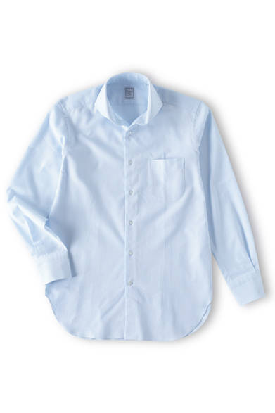 <strong>阪急MEN’S TOKYO｜6月 “ハイセンスに楽しむクールビズ”</strong>　カッタウェイ長袖絡み織シャツ1万1550円（HITOYOSHI）