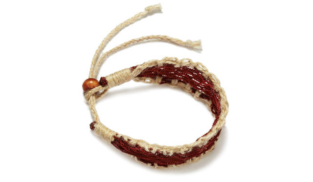 <strong>浜のミサンガ「環」</strong>　販売代金1100円（1セット・税込）のうち、576円がつくり手の女性に届くしくみ