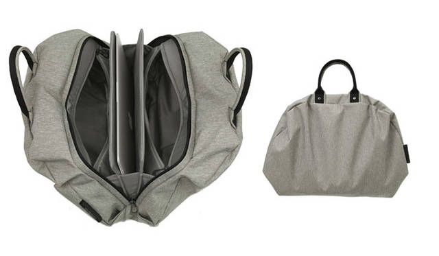 <strong>LIVING MOTIF｜リビング・モティーフ</strong>　オンにもオフにもマッチする、コンピューターバッグとは思えないおしゃれな外観とモノトーンな色彩による高いファッション性を放ち、都会的でユニセックスなデザインが特徴のキャリーバッグ。「Bowler Bag」対応機種（MacBook Air 13）1万8690円