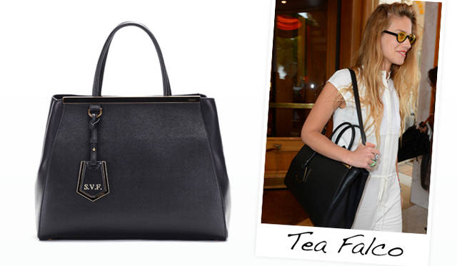 <strong>FENDI｜フェンディ</strong>　左から、バッグ（カーフ）[W36×H28×D16cm]　22万1550円、女優 Tea Falco（テア・ファルコ）