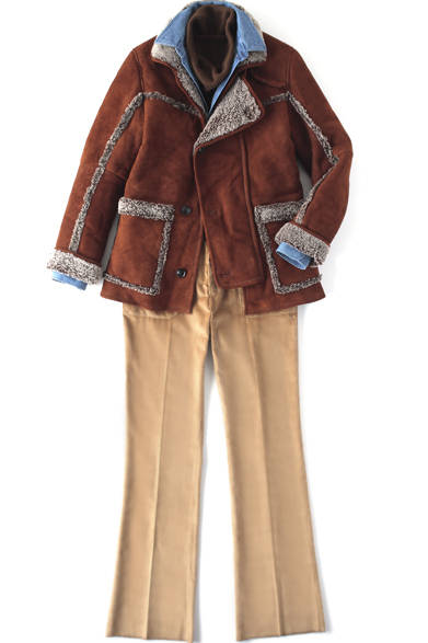 　コート61万6350円（8月中旬発売予定）、ニット6万6150円、シャツ4万9350円、パンツ5万8800円（すべてトラサルディ1911／阪急MEN’S TOKYO）