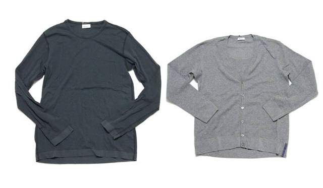 <strong>schiesser revival｜シーサー リヴァイヴァル</strong>　revival mens　左／Alois Shirt1万5750円、右／Ernst Cardigan2万2050円