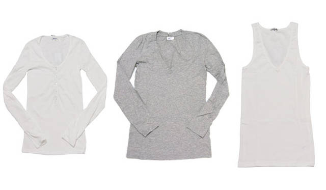 <strong>schiesser revival｜シーサー リヴァイヴァル</strong>　revival besic women　左／ELVIRA Shirt1万5750円、中／HANNA Shirt1万3650円、右／CARLA Tank Top9450円