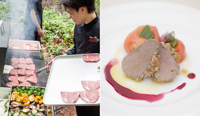 　ランチのメニューは、ルイ・ヴィトンの森で採れた山椒を使ったマリネや、小諸産の新鮮トマトとハーブのサラダ、新玉ねぎと三つ葉の冷製スープなど、地産のものがメイン