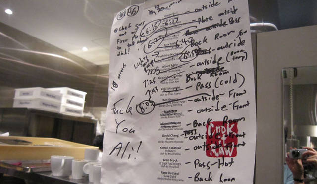 <strong>COOK IT RAW｜クック・イット・ロゥ</strong>　乱暴な落書きも見受けられるが、これがトップシェフたちのビジネスメモだ!!