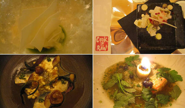 <strong>COOK IT RAW｜クック・イット・ロゥ</strong>　レネ・レゼッピ氏（左上）、アレックス・アタラ氏（右上）、アルベルト・アドリア氏（左下）、成澤由浩氏（右下）の作品