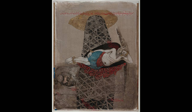 <strong>ART│『ホームアゲイン－Japanを体験した10人のアーティスト』展</strong><br />カディム・アリ<br />「憑かれた蓮」／2011-2012年／紙にグアッシュと金箔／70.0x54.0 cm