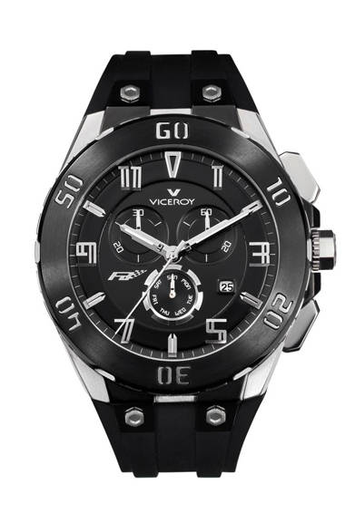 フェラーリのF1パイロット、フェルナンド・アロンソとのコラボレーションによって誕生した「レーシングコレクション」に新作モデルが登場。2012年モデルはF1マシンの心臓部“エンジン”をイメージしてデザインされ、ダイヤルには、フェルナンド・アロンソのロゴマークが刻印されるなど、モータースポーツファンにはうれしいレーシーな1本に仕上がった。<br /><br /><strong>フェルナンドアロンソ・レーシングコレクション</strong><br />6万3000円<br />クォーツ、横45×縦51mm、50m防水、24時間時計、ラバーストラップ<br /><br />コラボ<br />Tel. 03-5807-1601<br />http://www.viceroy.jp