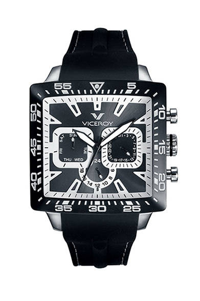 特徴的なスクエアフォルムに、ブラックとホワイトのツートンカラーをまとった「ファンカラーコレクション2」が登場。曜日、日付、24時間表示機能を備えたマルチカレンダーを搭載し、デザインだけでなく機能性も高い1本に仕上がっている。<br /><br /><strong>ファンカラーコレクション2</strong><br />2万6250円<br />クォーツ、横45.5×縦52.5mm、50m防水、デイト表示、ラバーストラップ<br /><br />コラボ<br />Tel. 03-5807-1601<br />http://www.viceroy.jp