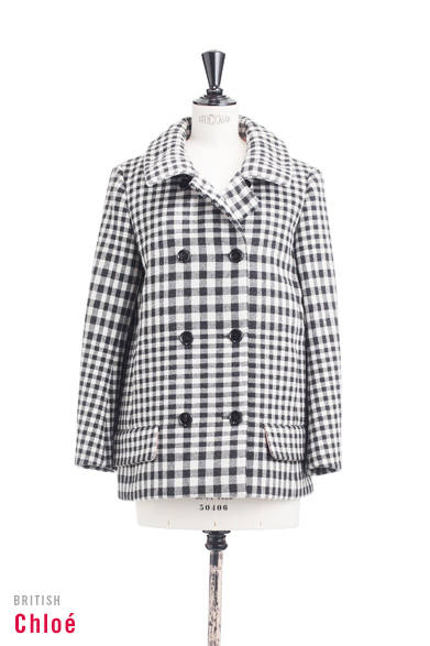 <strong>Chloé｜クロエ</strong><br /><br />チェックが軽やかな、かっちりとした布帛のコート。低い位置に付けられたユニークなポケットのディテールデザインが○。<br /><br /><br />コート 32万6550円<br /><br />クロエ インフォメーションデスク<br />Tel. 03-4335-1750