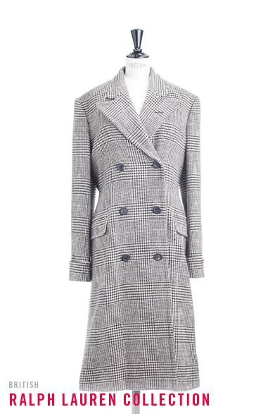 <strong>RALPH LAUREN COLLECTION｜<br />ラルフ ローレン コレクション</strong><br /><br />着こなし次第でオンにもオフにも使えるグレンチェックのクラシカルなコート。普遍的なデザインは長く愛せる一枚だ。<br /><br /><br />コート 51万4500円<br /><br />ラルフ ローレン 表参道<br />Tel. 03-6438-5800