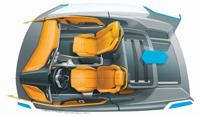 <strong>Audi crosslane coupé｜アウディ クロスレーン クーペ</strong><br />トランクルームには、リヤシートの背部とともに電動で前後に動くカゴのようなものがある